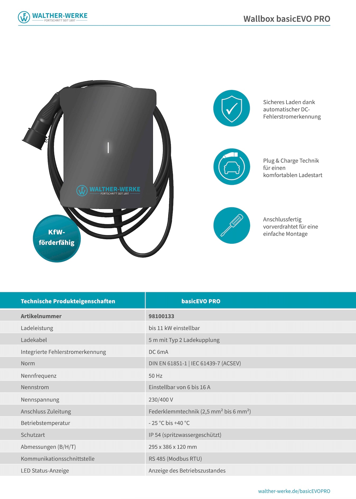 Heidelberg Amperfied Wallbox Energy Control 11 kW - 5m charging cable