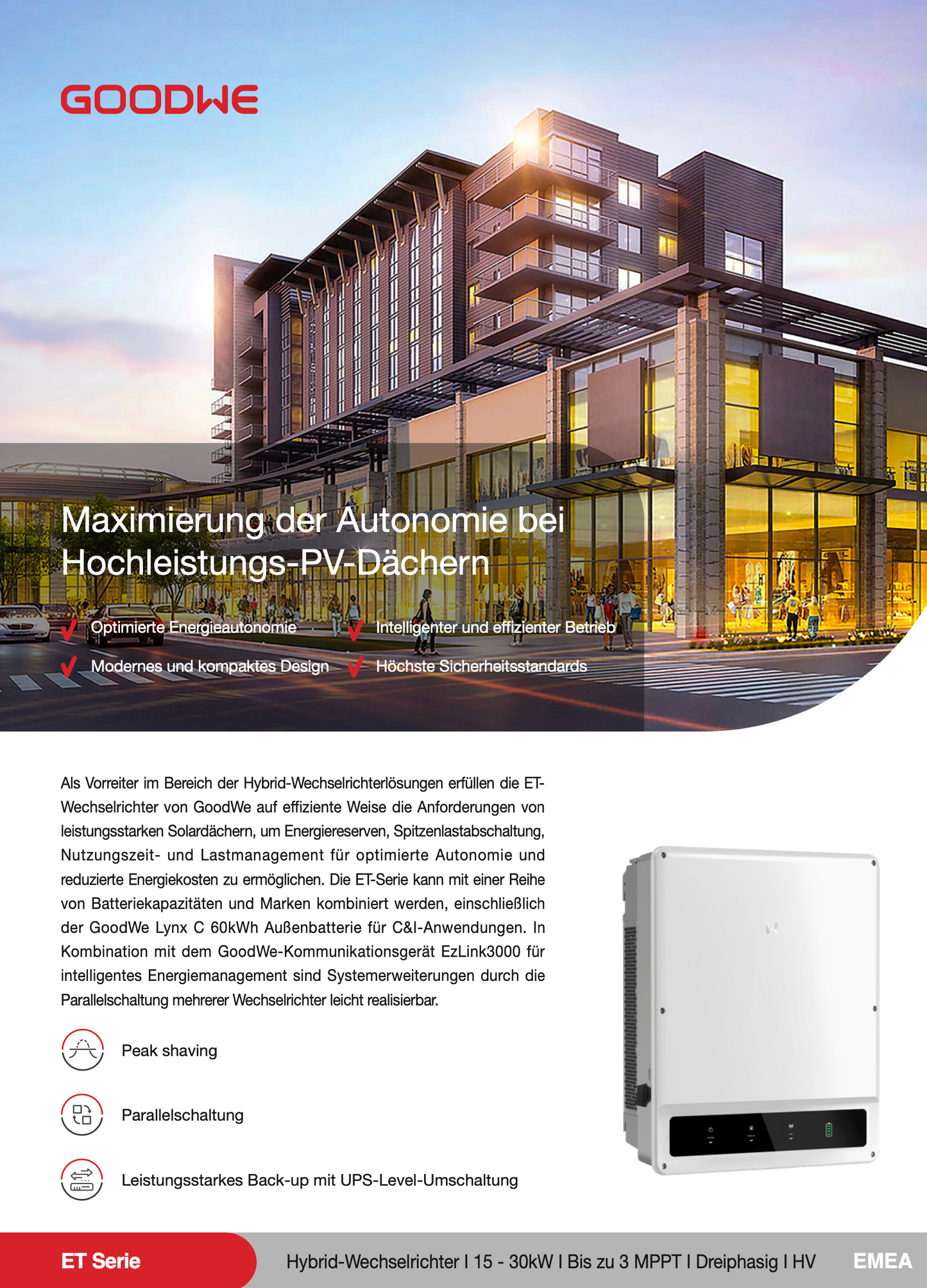 GoodWe GW29.9K-ET PLUS+ 30kW / 29.9kW Hybrid Inverter