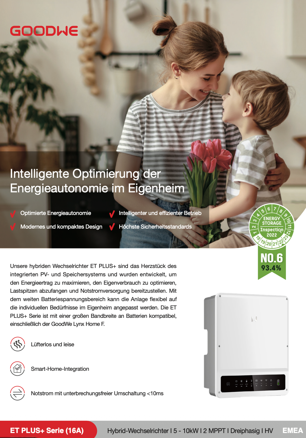 GoodWe GW10KN-ET PLUS+ (16A) 10kW Hybrid Wechselrichter - GE Design