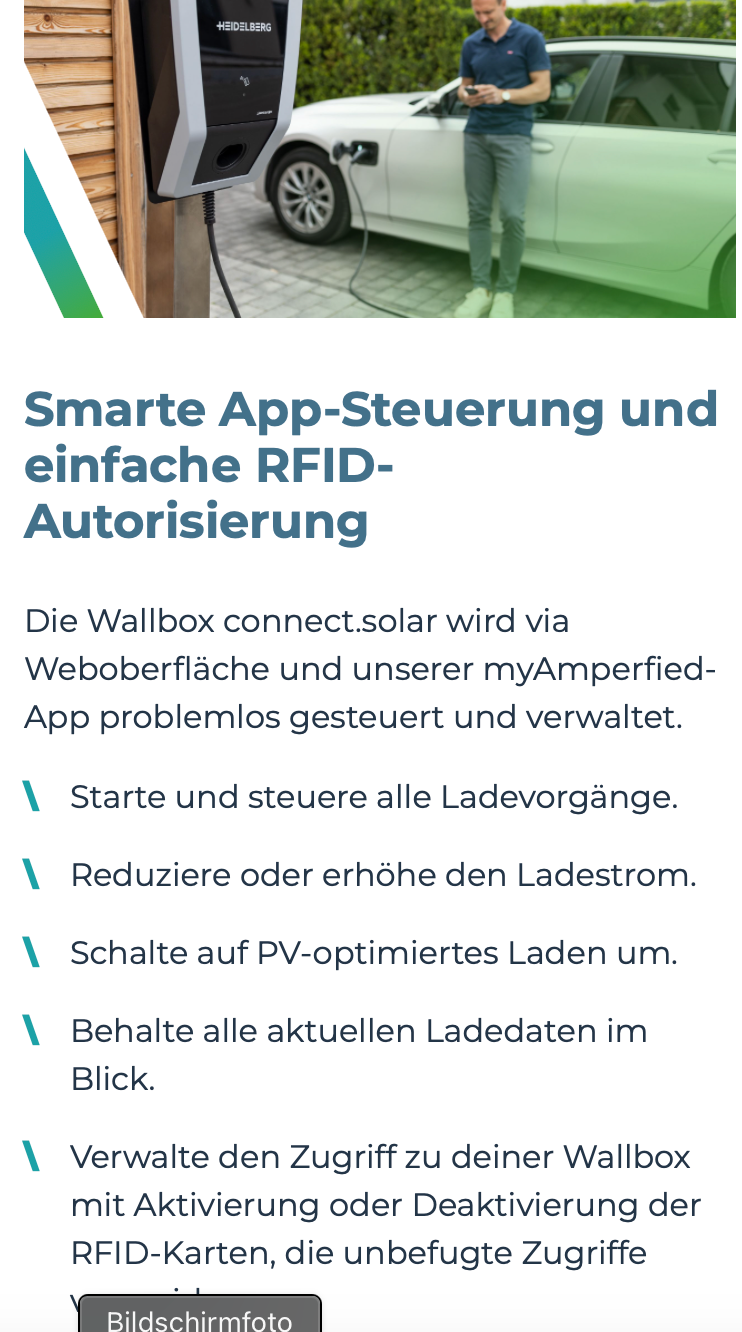 Heidelberg Amperfied Wallbox Connect.Solar 11 kW - 7.5m Ladekabel