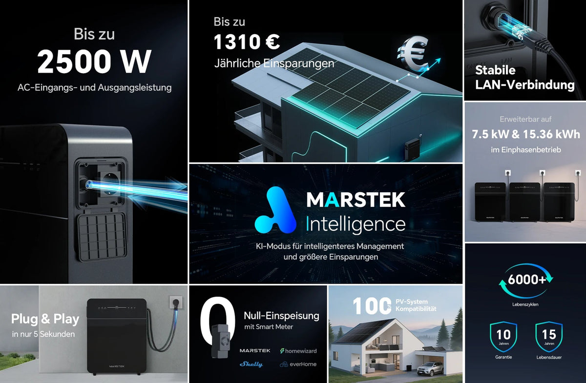 Marstek Venus E V3.0 5,12 kWh AC-Balkonspeicher & Plug-in-Batteriesystem - 10 Jahre Garantie - autorisierter Händler