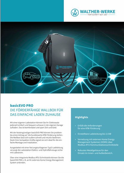 Heidelberg Amperfied Wallbox Energy Control 11 kW inkl. 5m Kabel - WALTHER-WERKE basicEVO PRO EDITION