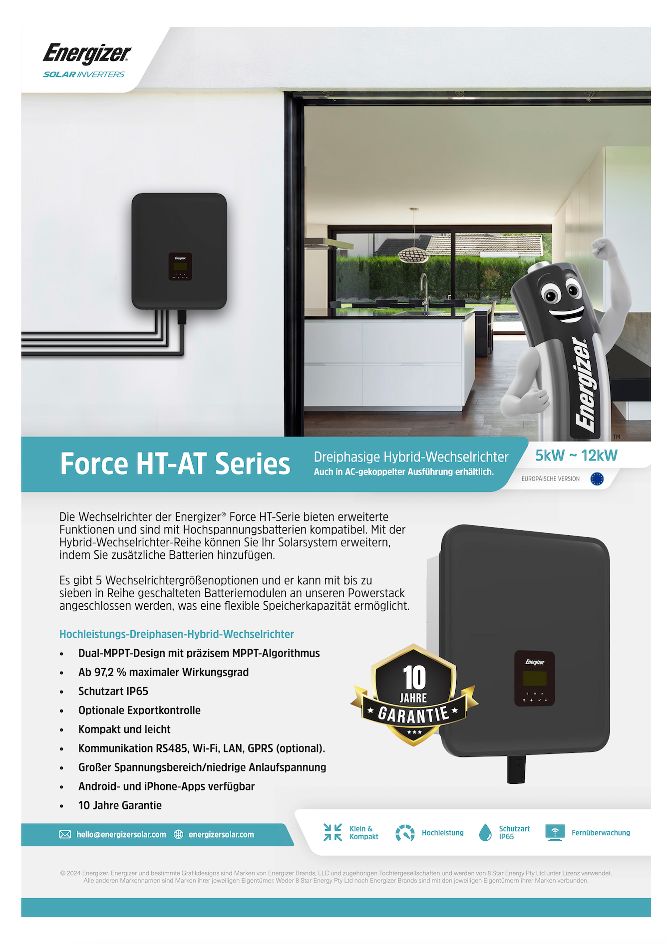 Energizer Force 12.0HT Wechselrichter + 11.6 kW Energizer Batteriespeicher - by FOX ESS (H3E , ECS2900)