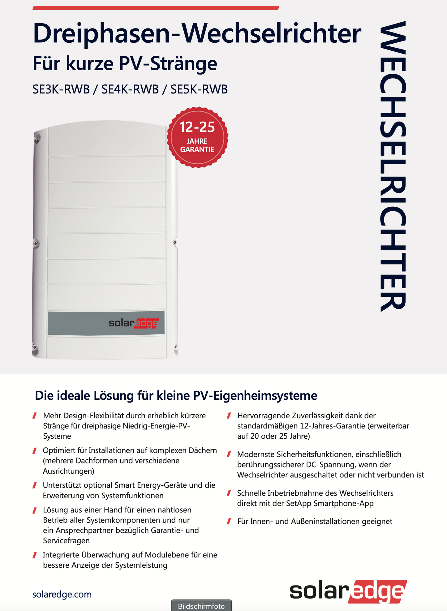 SolarEdge Wechselrichter 3kW SE3K - RWBTEBEN4