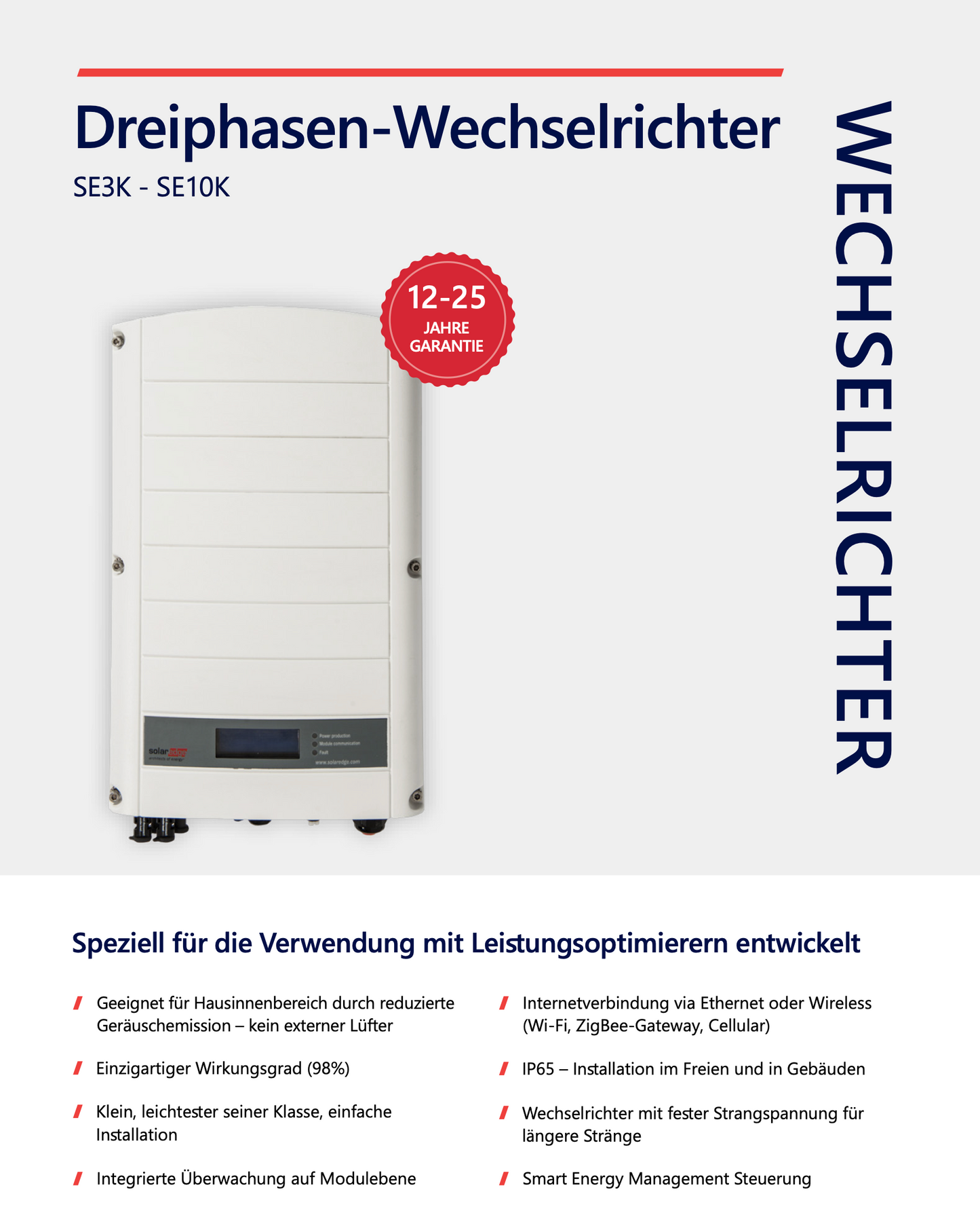 SolarEdge 10.0kW Wechselrichter SE10K-RWH0IBNM4