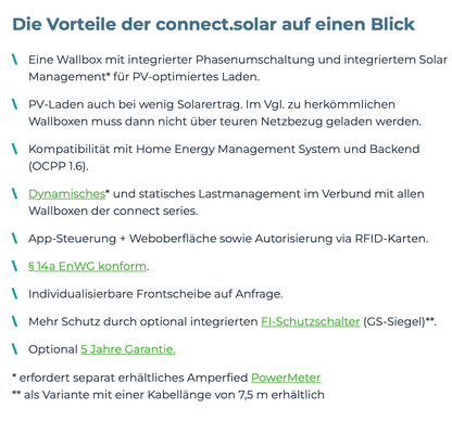 Heidelberg Amperfied Wallbox Connect.Solar 11 kW - 7.5m Ladekabel