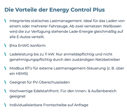 Heidelberg Amperfied Wallbox Energy Control PLUS 11 kW - 7.5m Ladekabel